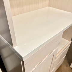 食器棚　キッチンボード　レンジボード　検　シャビー　シック　オフホワイト　木目調　かわいい　ニトリ　NITORI　大容量　キッチン収納　レンジ台の画像