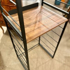 NITORI　ニトリ　家電ラック　 TA002 57 BK　オープンラック レンジラック キッチンラック ニトリ ゴミ箱上ラック 省スペース 収納 ラック 木製 メタルフレーム スリムラック キッチンの画像