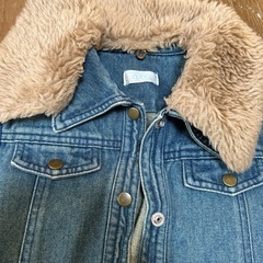 ファー付きデニムジャケット ミディ丈　120の画像