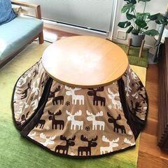 円形こたつ兼用テーブル(75cm)＋省スペース北欧風布団セットの画像