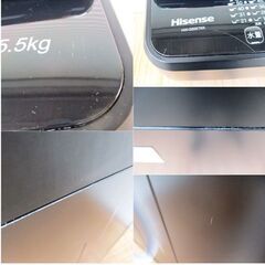 【　3ヵ月保証　】5.5㎏　洗濯機　HW-G55E7KK　動作良好　マットブラック　2020年製　Hisense　651ZSの画像