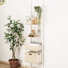 【突っ張り壁面収納 Nポルダ／ホワイトウォッシュ】の画像