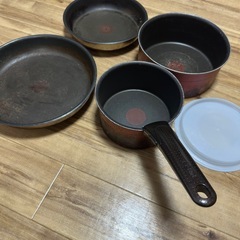 【シルバー•レッド】ティファール　６点　フライパン　鍋　T-fal  