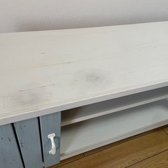 テレビボード 白 水色の画像