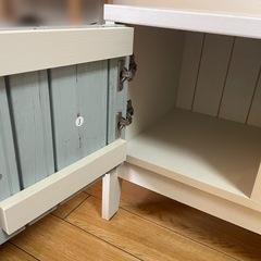 テレビボード 白 水色の画像