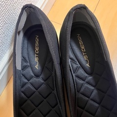 リボン付きフラットシューズ黒 Mサイズの画像