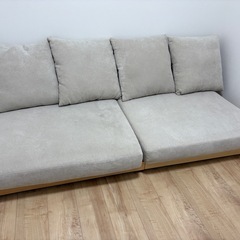 【ロ―ソファ 3人掛け（180cm）／グレージュ】の画像