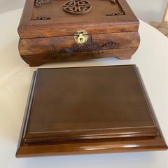 アンティーク 中華風木製ジュエリーボックス2つセット 彫刻入りの画像