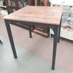 2人掛けダイニングセット 幅70㎝ チェア2脚 アイアンフレーム ブラック×ブラウン 食卓セット 西岡店の画像