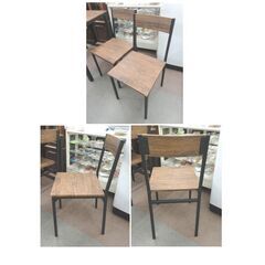 2人掛けダイニングセット 幅70㎝ チェア2脚 アイアンフレーム ブラック×ブラウン 食卓セット 西岡店の画像