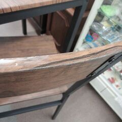 2人掛けダイニングセット 幅70㎝ チェア2脚 アイアンフレーム ブラック×ブラウン 食卓セット 西岡店の画像