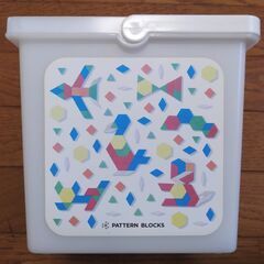 パターンブロック 木のおもちゃ 250ピース 取っ手付きキューブケース入りの画像