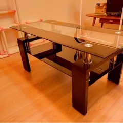 お話し中◎ガラステーブル(黒)の画像