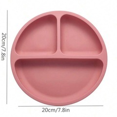 ベビー・キッズ用プレートお皿　シリコン製吸盤付き　ピンクの画像