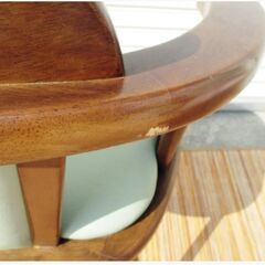 ③ダイニングチェア1脚　 回転式 肘付き　北欧風　木製椅子　ブラウン×ミントグリーン　インテリア　おしゃれ　立ち上がりラクラク　663ZSの画像