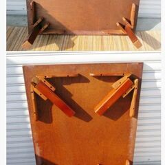 折りたたみ式ローテーブル 　幅104x奥行75㎝　レトロ 座卓 机　センターテーブル　木製　アンティーク　ちゃぶ台　コンパクト収納　682ZSの画像