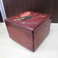 未使用保管品 伝統工芸 會津塗 木製漆器 2段重 天然木 扇柄 苫小牧西店の画像