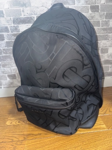 レア美品 BURBERRY バーバリー TBロゴ モノグラム ジャガード バックパック リュック 黒