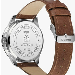 【新品未使用】BEN NEVIS メンズ腕時計 シンプル レザー 防水 日付表示 クォーツ ホワイト×ブラウン 男女兼用の画像