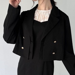 レイヤード　ジャケット　マーメイド　キャミ　ワンピース　セットアップ　スーツ　黒の画像