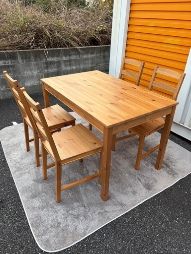 IKEAイケア ダイニングテーブル イス 4脚セット 木目 アンティーク