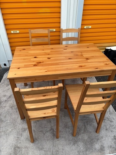 IKEAイケア ダイニングテーブル イス 4脚セット 木目 アンティーク