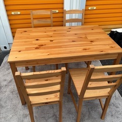 IKEAイケア ダイニングテーブル イス 4脚セット 木目 アンティーク の画像