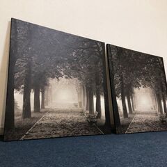 イケア PJATTERYD 2枚セット IKEA プィエッテリード 壁飾り木製フレーム インテリア装飾 モノクロキャンバスポスター 展示品・アウトレットの画像