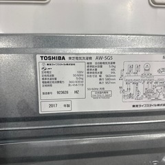 TOSHIBA 5kg 2017 洗濯機の画像