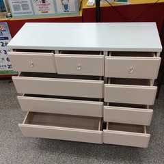 【取っ手と色合いが可愛いデザイン】4段チェスト アルファタカバ　チェスト ローチェスト タンス 衣類収納：ピンク/ホワイトの画像