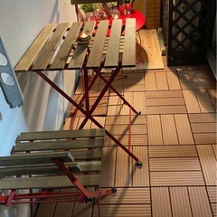 IKEA カフェ風ベランダセット（テーブル＋チェア2脚／折りたたみ）の画像
