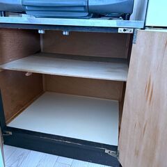 キッチンリフォーム【ガス台／ステンレス調理台付き収納棚】幅57cm 高さ60cm 奥行54cm｜キッチン収納・作業台にも！の画像