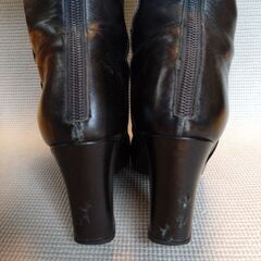 黒レザー ロングブーツ ヒール8cmの画像