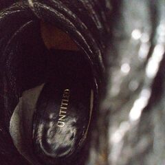 黒レザー ロングブーツ ヒール8cmの画像