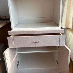 あげます! 電子レンジ台,炊飯器収納、各種収納キッチン棚59.5x44.5(76.5)x109cmの画像