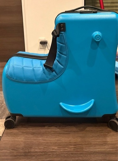 キッズキャリー】子どもが乗れるスーツケース／ブルー／クッション付き