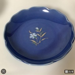 小皿　取り皿　花柄　ブルー　青　5枚　昭和レトロの画像