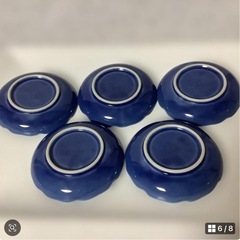 小皿　取り皿　花柄　ブルー　青　5枚　昭和レトロの画像