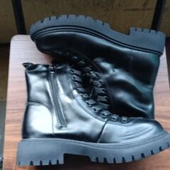 新品 24.5cm レディース ブーツ ブラック 厚底 シューズ サイドゴア 識別番号:【B185-S】の画像