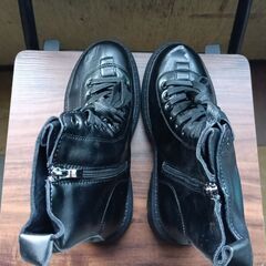 新品 24.5cm レディース ブーツ ブラック 厚底 シューズ サイドゴア 識別番号:【B185-S】の画像