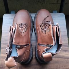 新品 24.5cm レディース ブーツ ブラウン 厚底 シューズ サイドゴア 識別番号:【B186-S】の画像