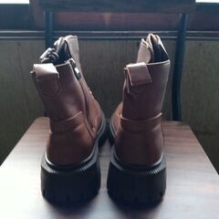 新品 24.5cm レディース ブーツ ブラウン 厚底 シューズ サイドゴア 識別番号:【B186-S】の画像