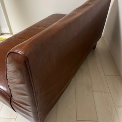 ソファ フェイクレザー アンティーク風 ブラウンの画像