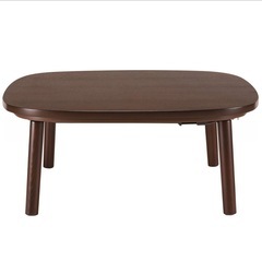 正方形こたつ・本体・タモ材丸脚・フラットヒーター／ダークブラウンの画像