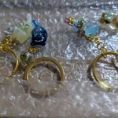 ハンドメイドレジン猫ちゃんキーリング付きの画像