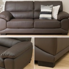 ニトリ　3人掛け本皮ソファ　の画像