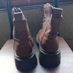 新品 24.5cm レディース ブーツ ブラウン 厚底 シューズ サイドゴア 識別番号:【B191-S】の画像