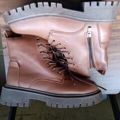 新品 24.5cm レディース ブーツ ブラウン 厚底 シューズ サイドゴア 識別番号:【B191-S】の画像