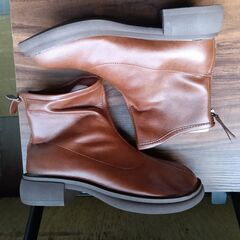 新品 22.5cm レディース ブーツ ブラウン 厚底 シューズ サイドゴア 識別番号:【B192-S】の画像