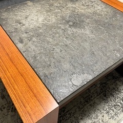 高級 岩板ローテーブル｜耐熱・耐傷◎ 重厚デザイン｜80×60×40cmの画像